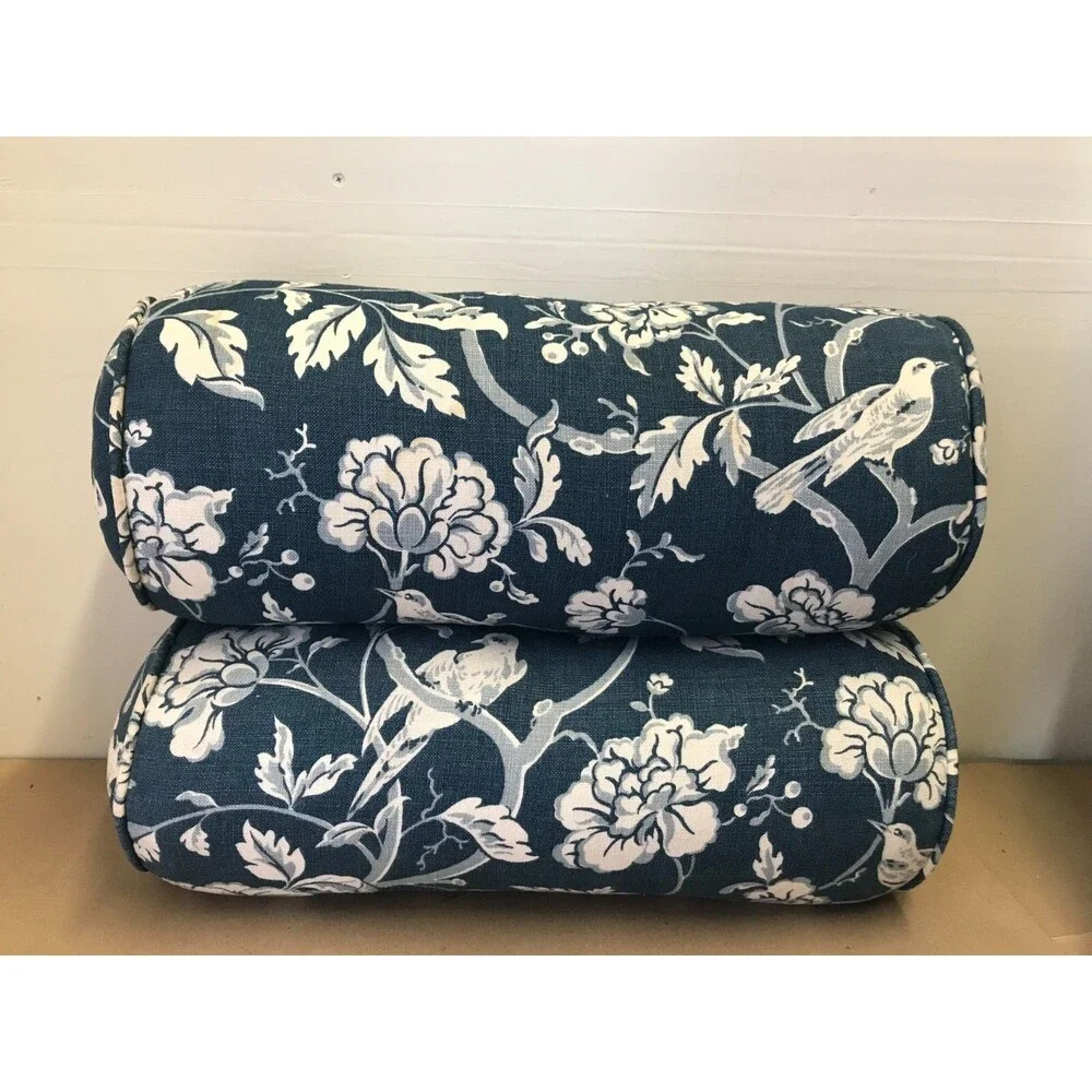 Set of 4 Bird Toile Decorative Linen Floral Pillows